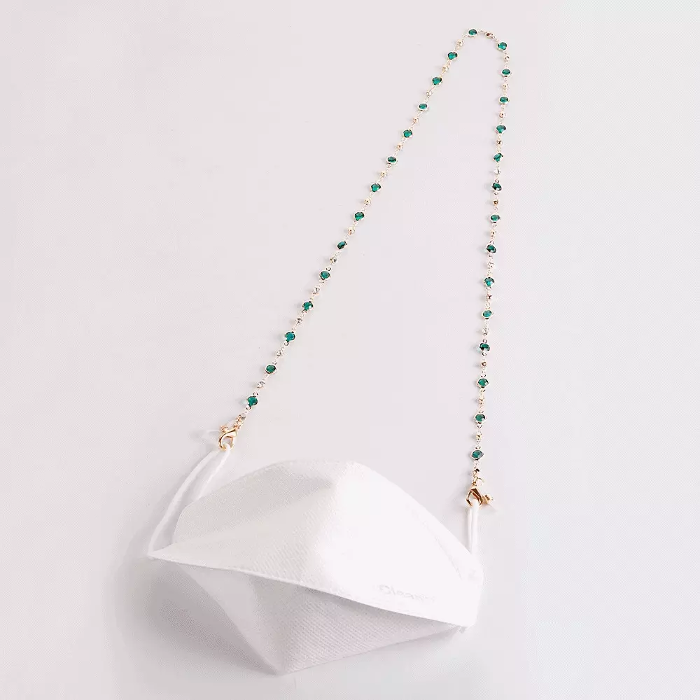 時尚水鑽金屬口罩/眼鏡掛鏈-透明 (總長74cm)