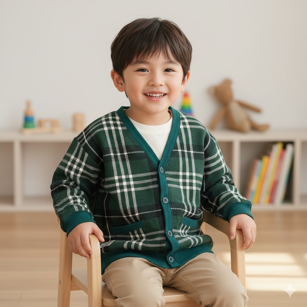 開襟外套-毛圈布-綠色