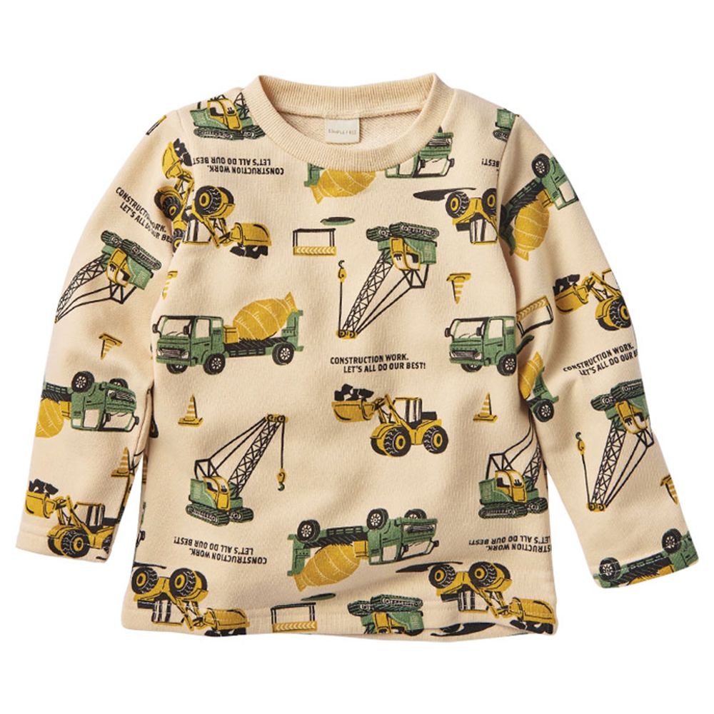 長袖休閒上衣-滿版印花-淺卡其色