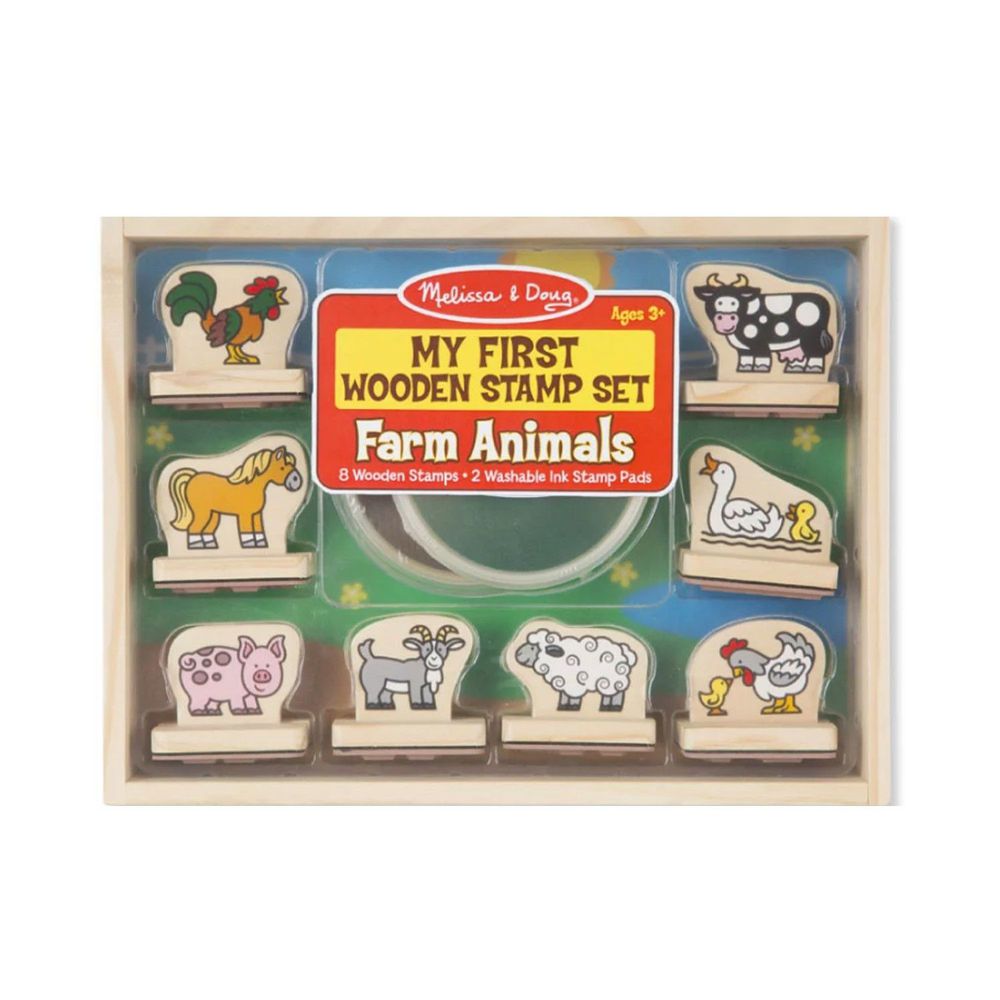 美國瑪莉莎 Melissa & Doug - MD 勞作印章-幼兒學習初階版-農場動物,10pcs