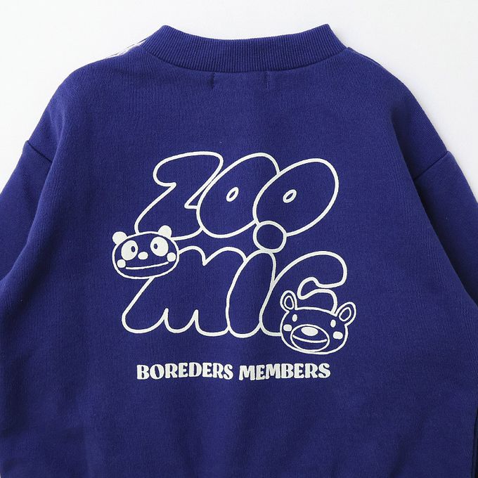 日本 ZOOLAND - 春季出遊印花裏毛長袖上衣-刺繡前口袋-海軍藍