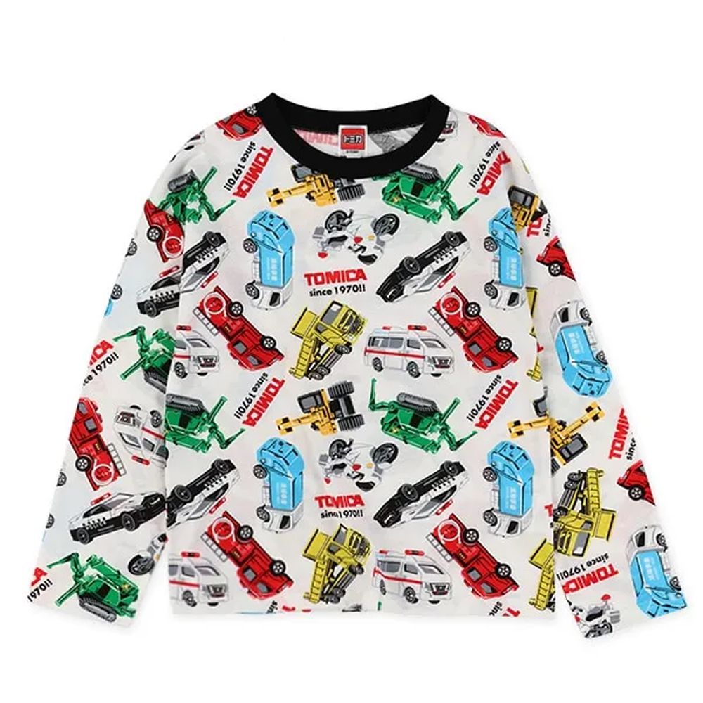 滿版車車印花長袖上衣-男孩最愛TOMICA-白