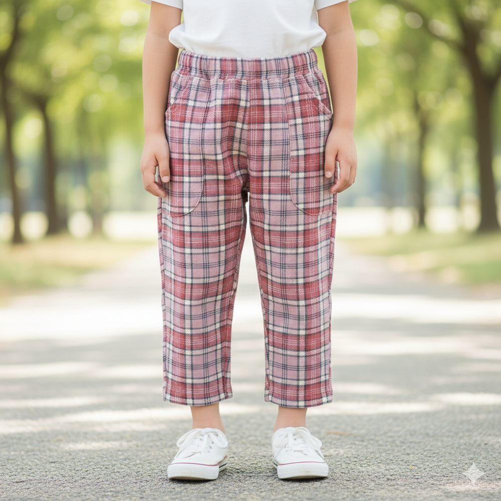 內裡刷毛褲-格紋