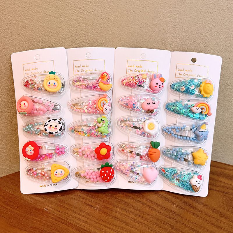 流沙感亮片髮夾5入組-皇冠