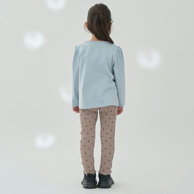 日本 Lycee mine - 彈力荷葉腰圍羅紋合身長褲-象牙白