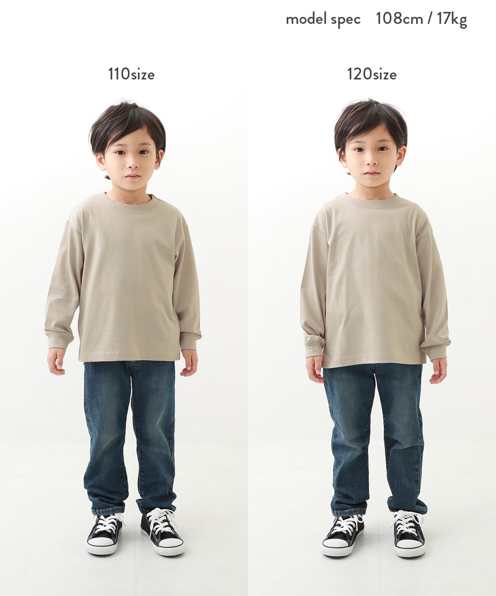 日本 devirock - 定番百搭印花長袖上衣-方塊英文-淺灰