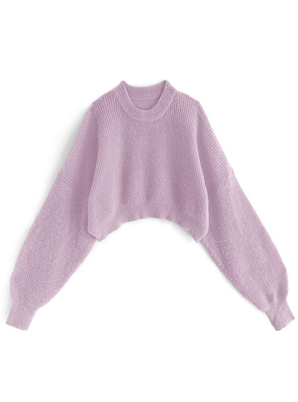 日本 GRL - 聯名款 圓領短版寬鬆針織上衣-米杏 (F)