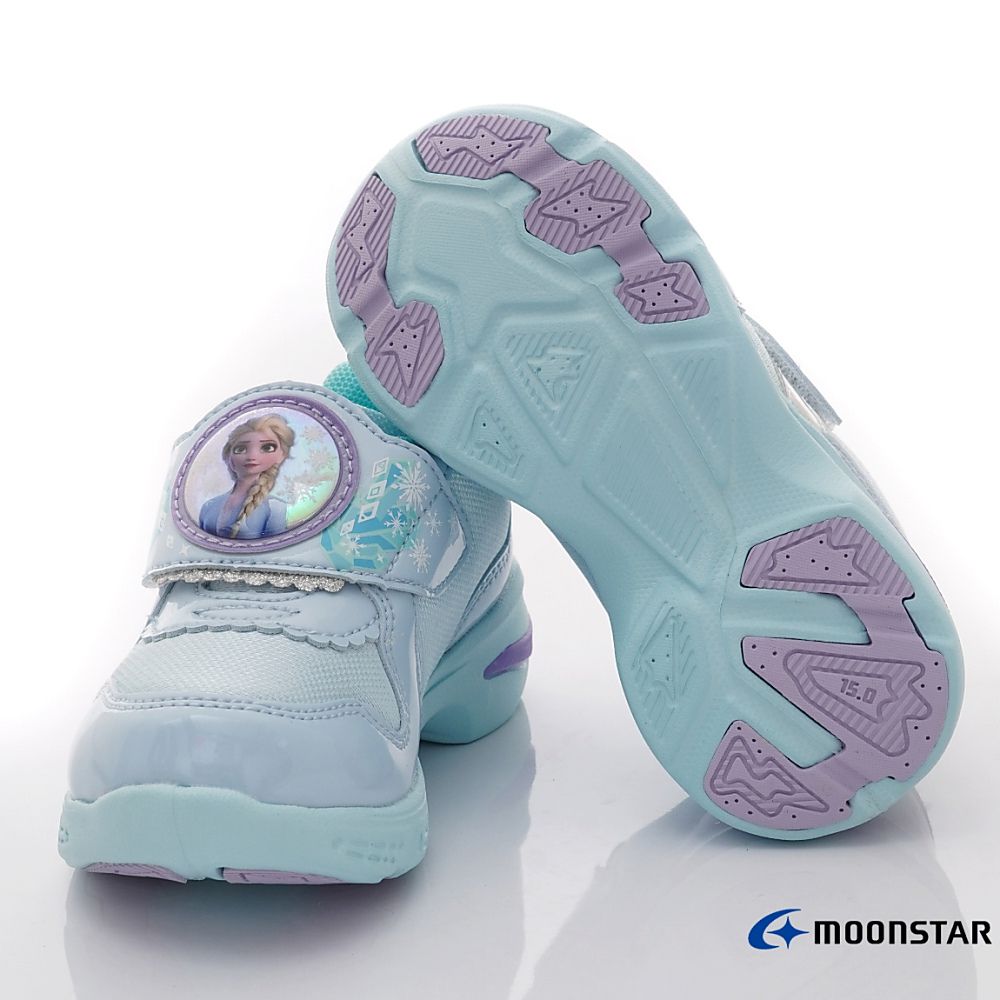 Moonstar日本月星 - DN冰雪奇緣電燈(中小童段)-運動鞋-淺藍