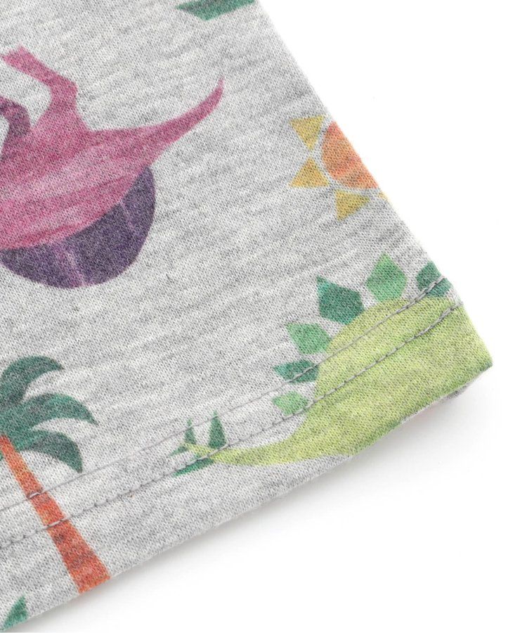 日本 BIT'Z - 水彩風滿版恐龍短袖上衣-胸口翼手龍-米黃