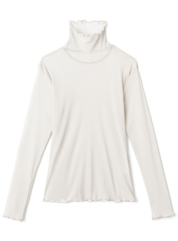 日本 GRL - 聯名款 透膚捲邊長袖內搭/上衣-開心果綠