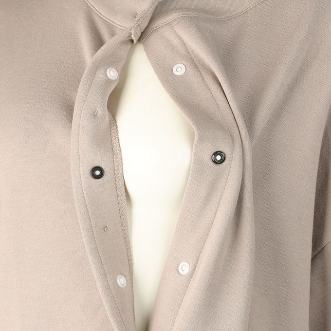 akachan honpo - 長袖彈性洋裝-防止裙擺上翻設計-摩卡色 (M~L)