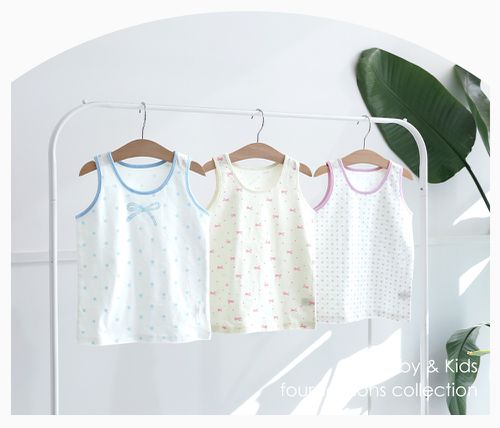 (3入組)女寶無螢光輕柔棉背心-點點蝴蝶結