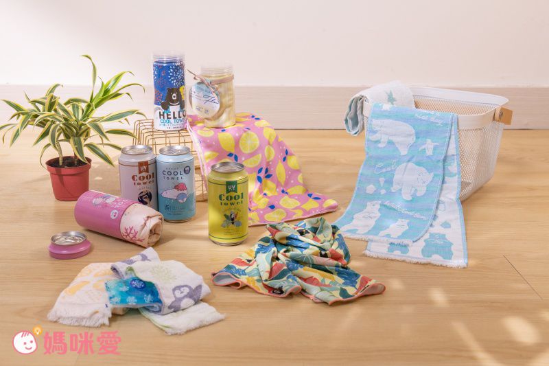 日本現代百貨 - 抗UV水涼感方巾/領巾(附收納罐)-水玉/條紋-灰 (54x54cm)