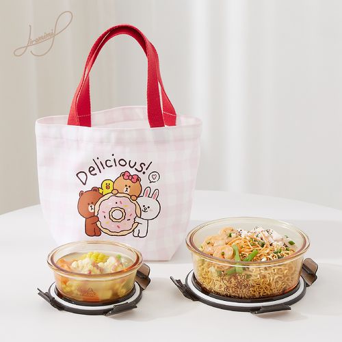 LINE FRIENDS 琥珀玻璃保鮮盒-甜點-450ml、950ml