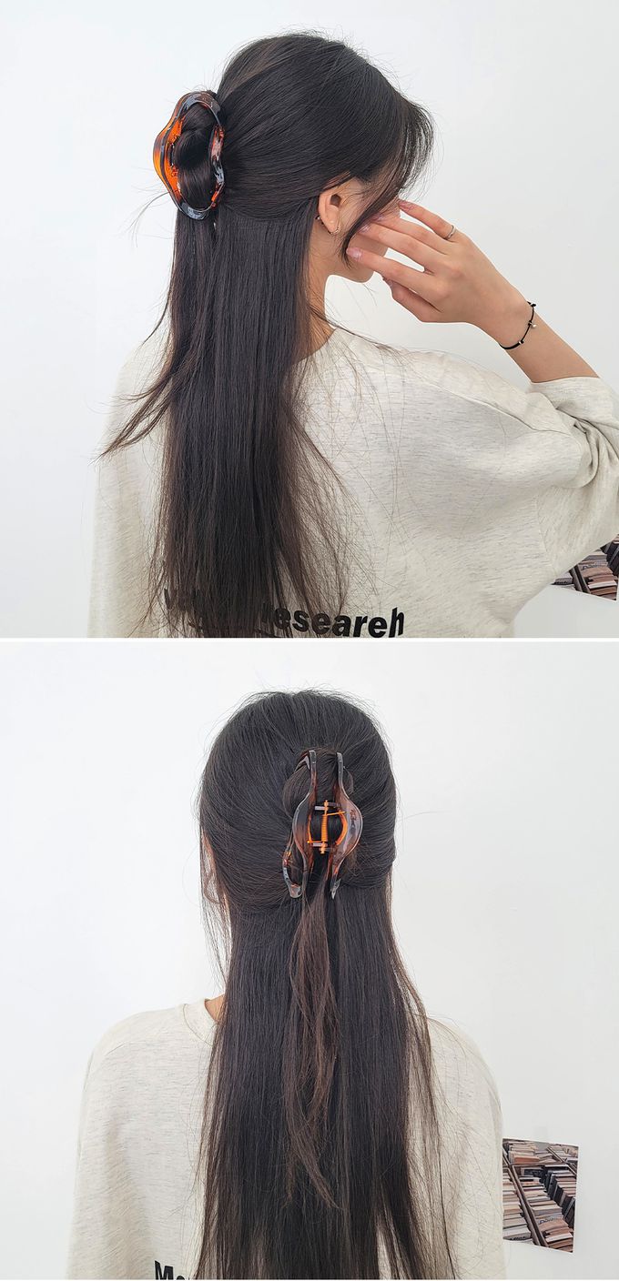 韓國 Soo&Soo - 鏤空波浪造型髮夾/抓夾-白