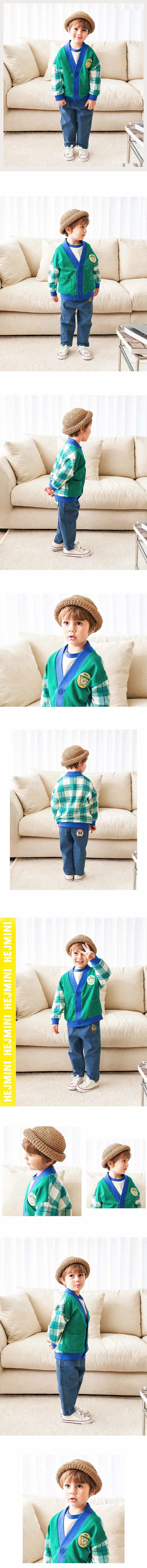 韓國 HEJMINI - 綠格紋開衫外套-綠