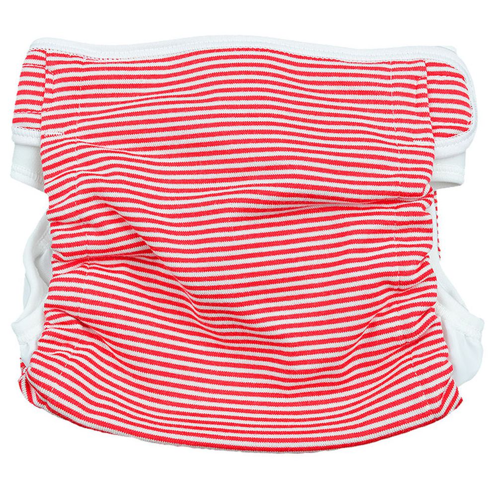 akachan honpo - 1歲起可使用的布尿布-固定帶在內側 橫紋-粉紅色 (80～95cm)