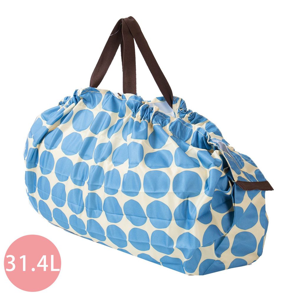 日本 MARNA - Shupatto 秒收摺疊購物袋(可掛購物籃)-藍點點 (L(50x38cm))-耐重15kg / 31.4L