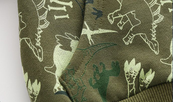 WELLKIDS - 連帽休閒長袖外套-迷彩恐龍-灰色