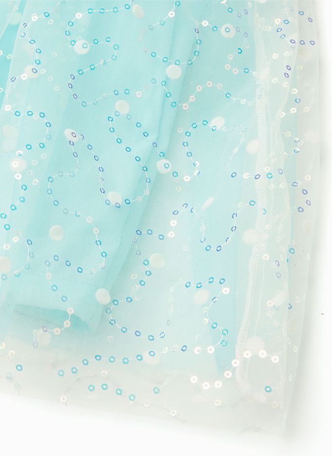 韓國 OZKIZ - (附配飾)公主點綴短袖紗裙洋裝-湖水綠