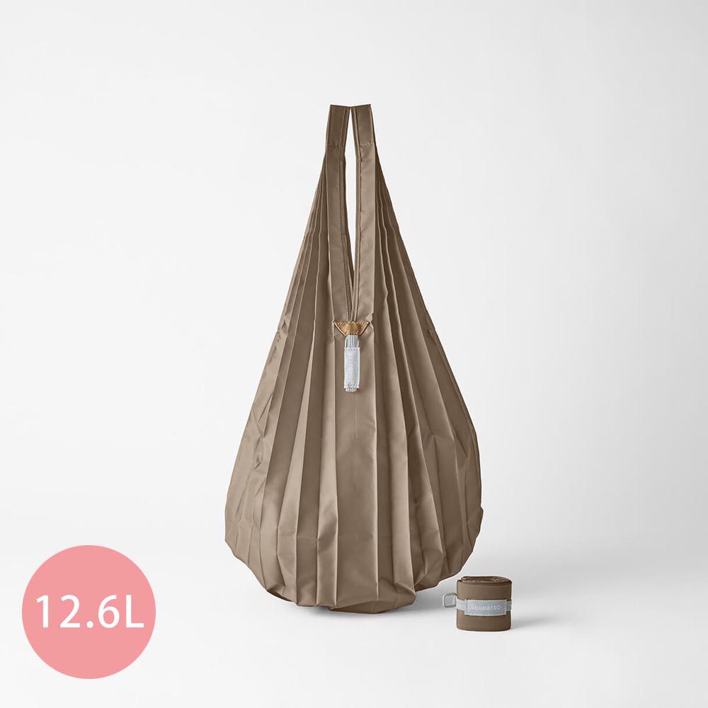日本 MARNA - Shupatto 秒收摺疊購物袋-Drop水滴輕薄款-焦糖棕 (S(25x50cm))-耐重 5kg / 12.6L