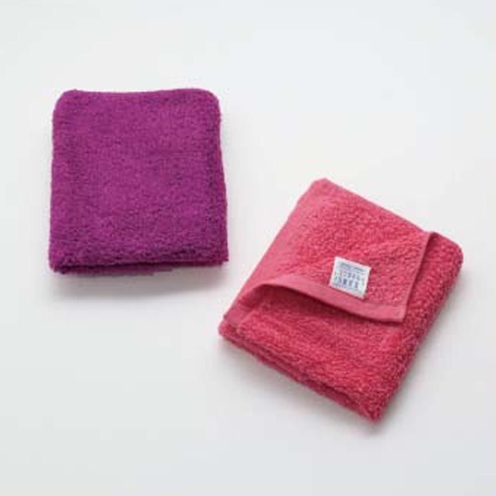 日本代購 - 日本製 柔撚5倍吸水力小方巾/毛巾2件組-莓紫+桃粉 (33x40cm)