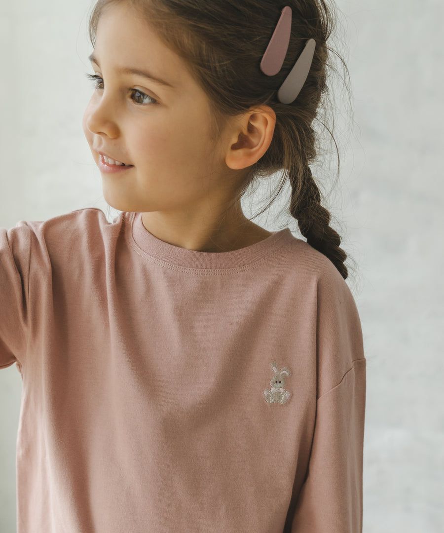 日本 PAIRMANON - 柔棉100% 圓領薄長袖上衣-刺繡美式漢堡-軍綠