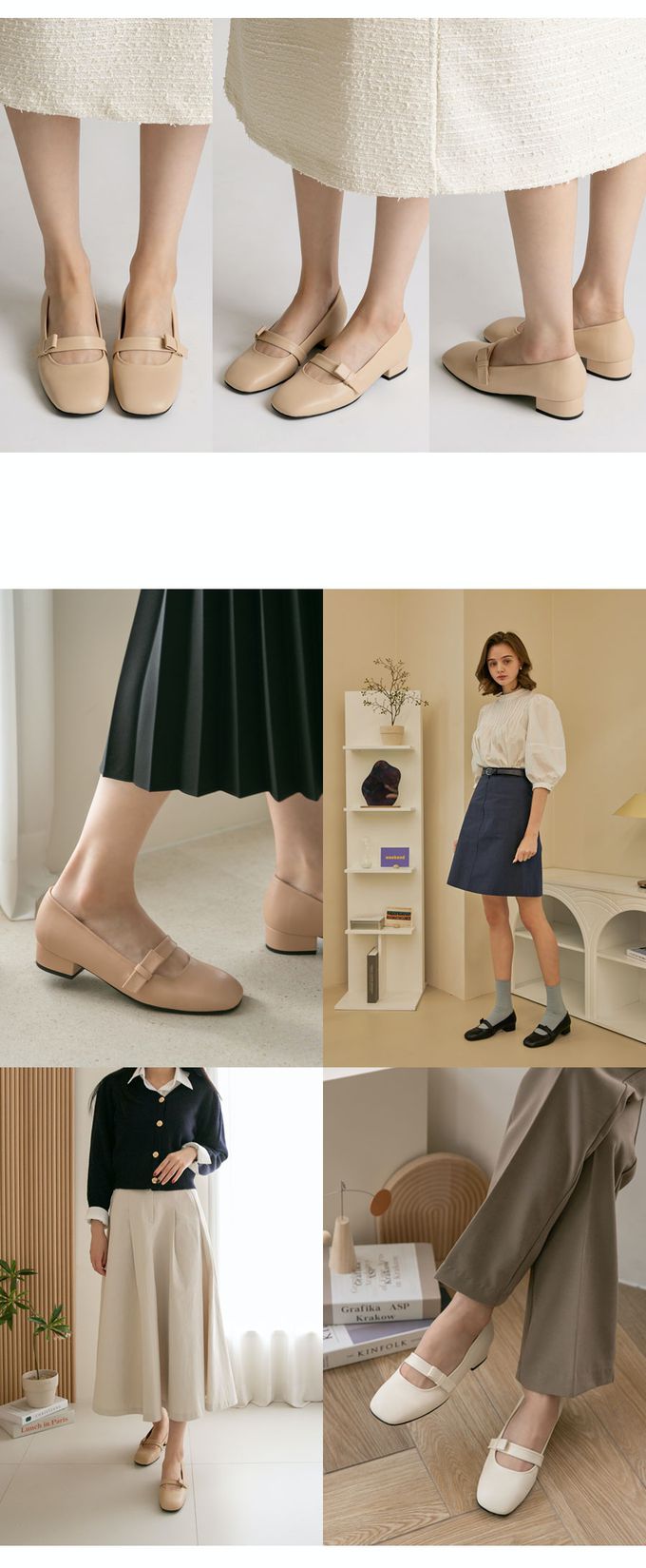 韓國 PINKELEPHANT - 繫帶蝶結瑪莉珍矮跟鞋(3cm)-粉