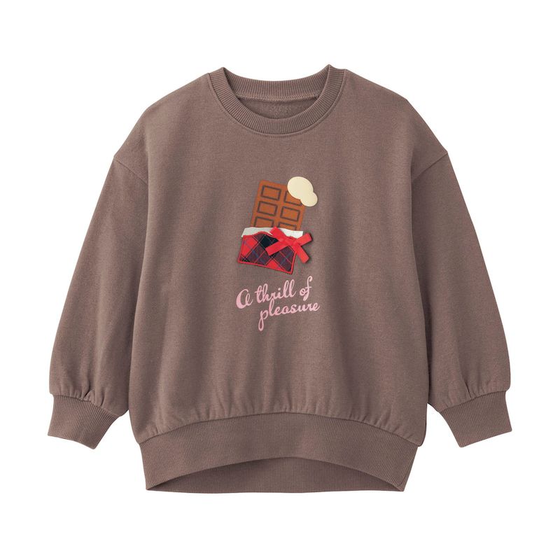 日本千趣會 - GITA 印花刷毛長袖上衣-巧克力磚-可可