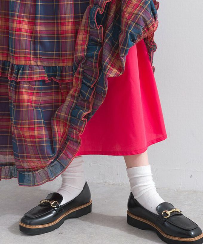 日本 Lupilien - 精緻格紋輕盈感分層俏麗長裙-紅