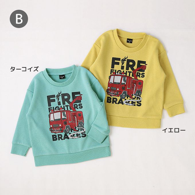 日本 ZOOLAND - 定番百搭裏毛印花上衣-消防車出動-黃