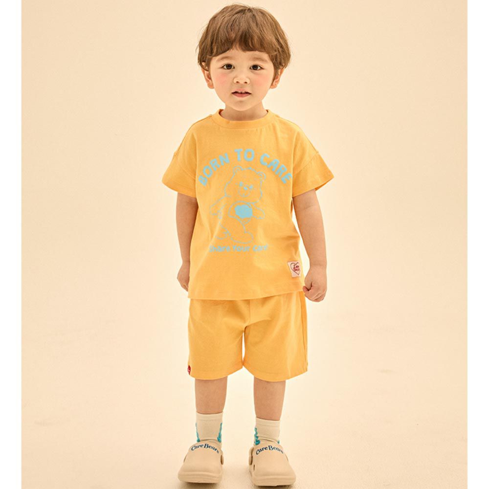 韓國 Care Bears - 聯名款手繪熊熊短袖短褲套裝-黃