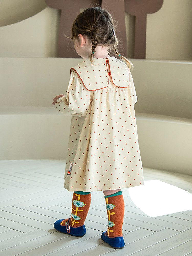 韓國Pimpollo - 動物印花圓點翻領洋裝-藍