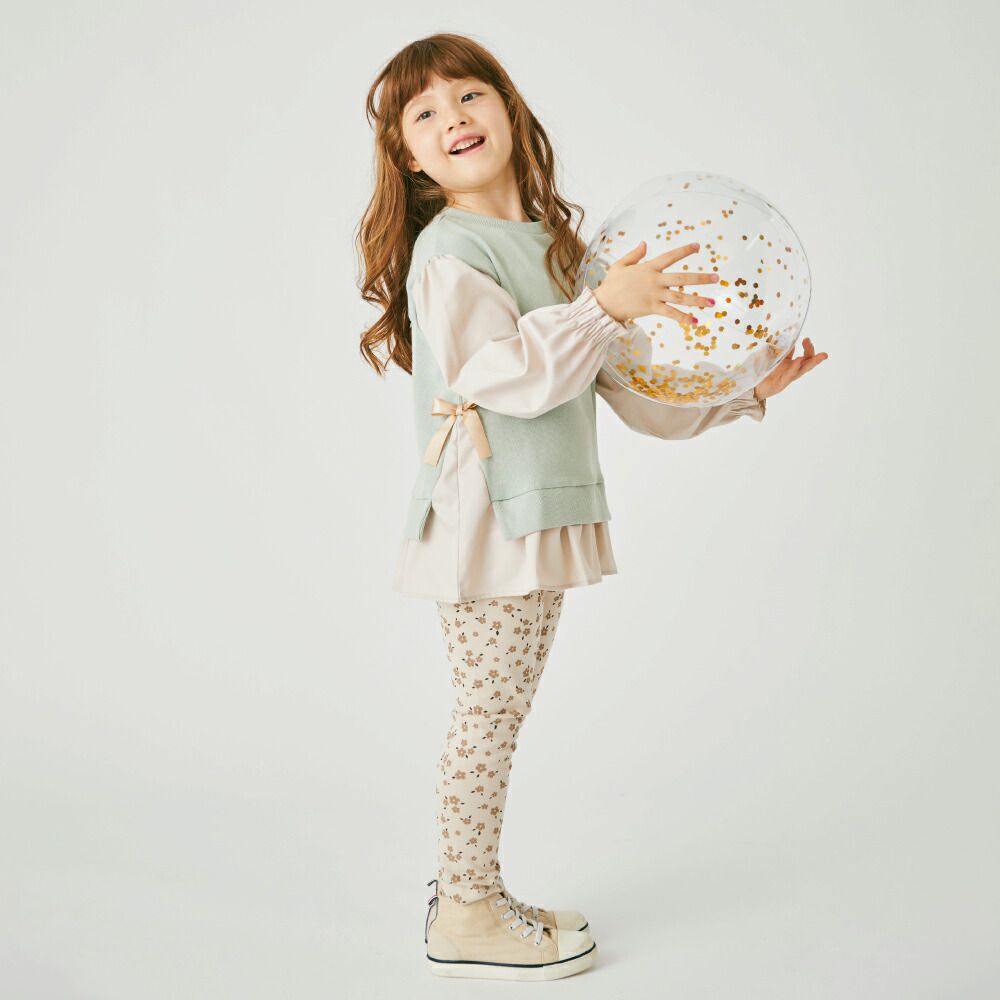 日本 evercloset - 假二件甜美蝴蝶結長袖上衣-薰衣草