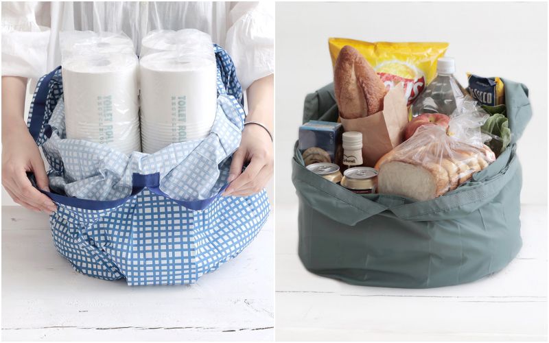 日本 MARNA - Shupatto 秒收摺疊購物袋-Drop水滴款-帥氣黑 (L(30x63cm))-耐重 10kg / 25L