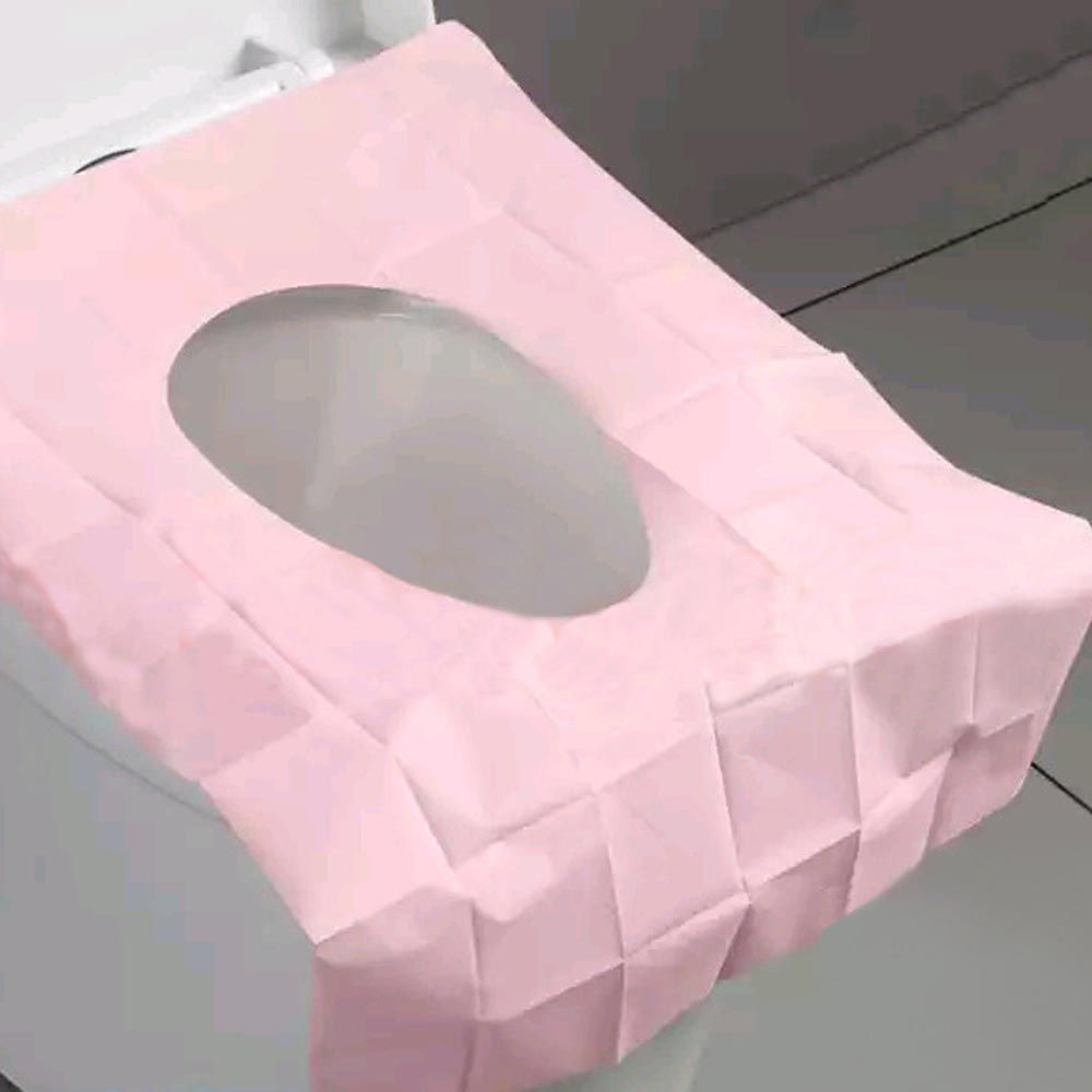 拋棄式防水隔髒可黏性馬桶座墊紙(10入組)-粉色-40x45cm