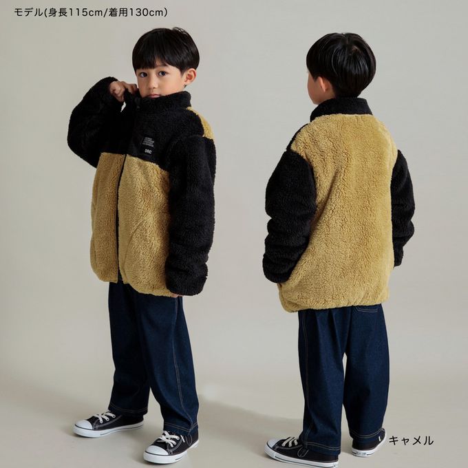 日本 BRANSHES - 泰迪熊絨毛保暖拉鍊外套-黑