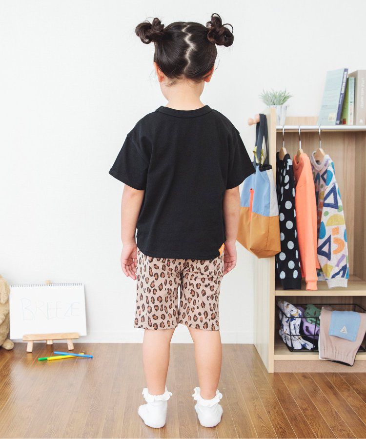 日本 BREEZE - 正反OK！圓領印花短袖上衣-線性-黑