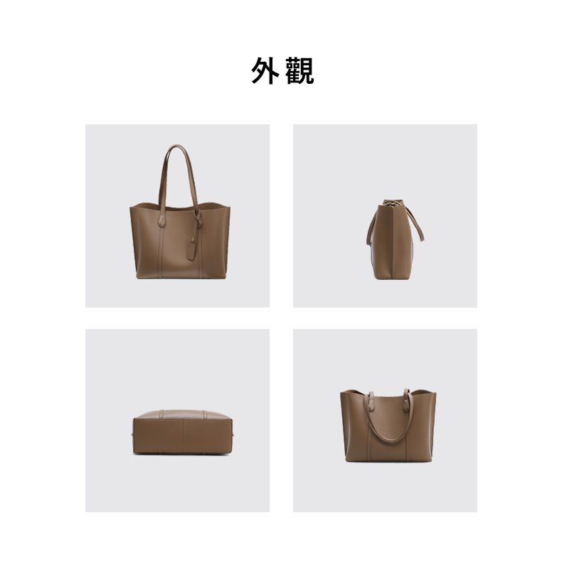 真皮大容量托特包-A4/13吋筆電可放-咖啡色 (34.5x27x12cm)