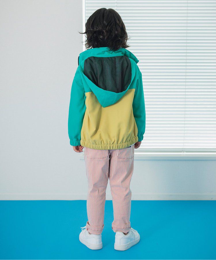 日本 BREEZE - 潑水加工 繽紛連帽防風外套-萊姆
