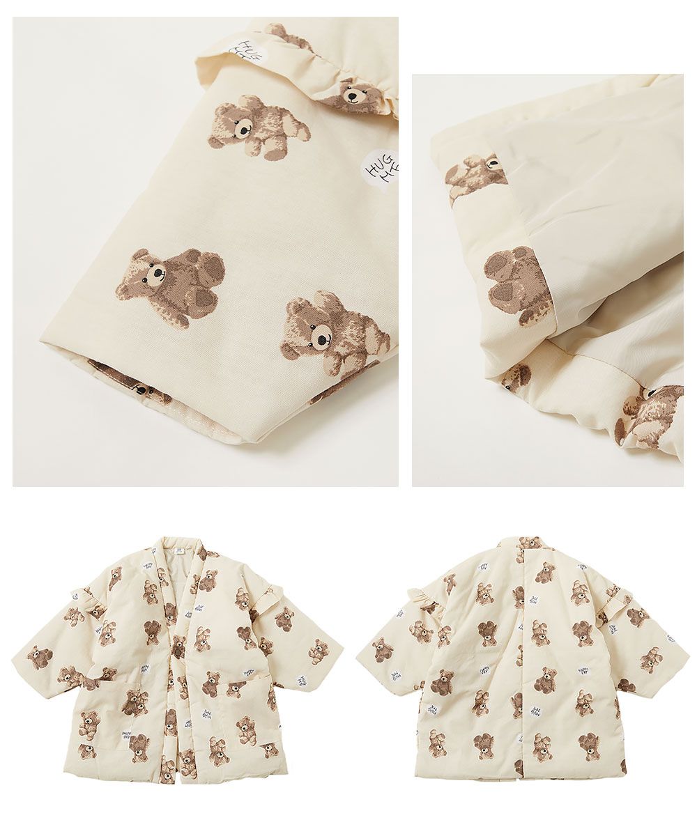 日本 devirock - 日式輕便保暖家居外套-小熊-奶油杏