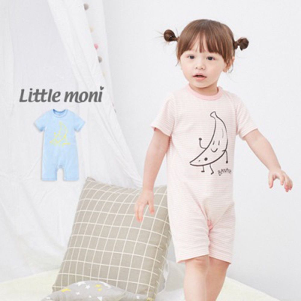 麗嬰房 Little moni - 家居系列短袖連身裝(Banana印圖)-亮天藍