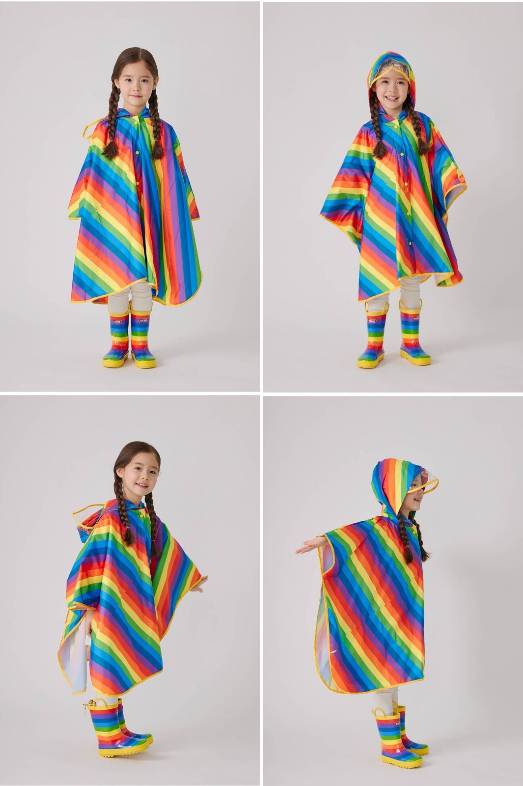 韓國 OZKIZ - 兒童橡膠防滑刻紋雨鞋-彩虹