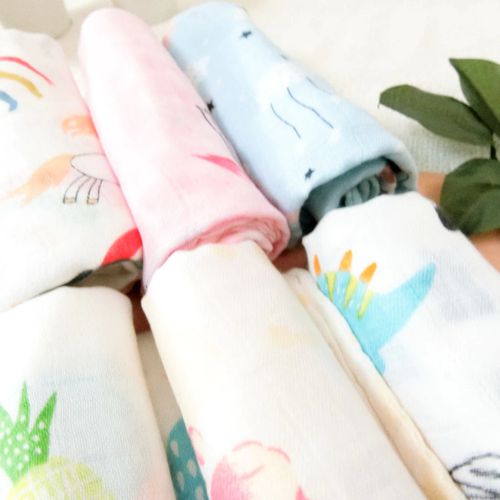混紡蠶絲竹纖紗童巾 兒童毛巾 新生兒、幼兒適用-隨機出色 (25*50cm)-8入組