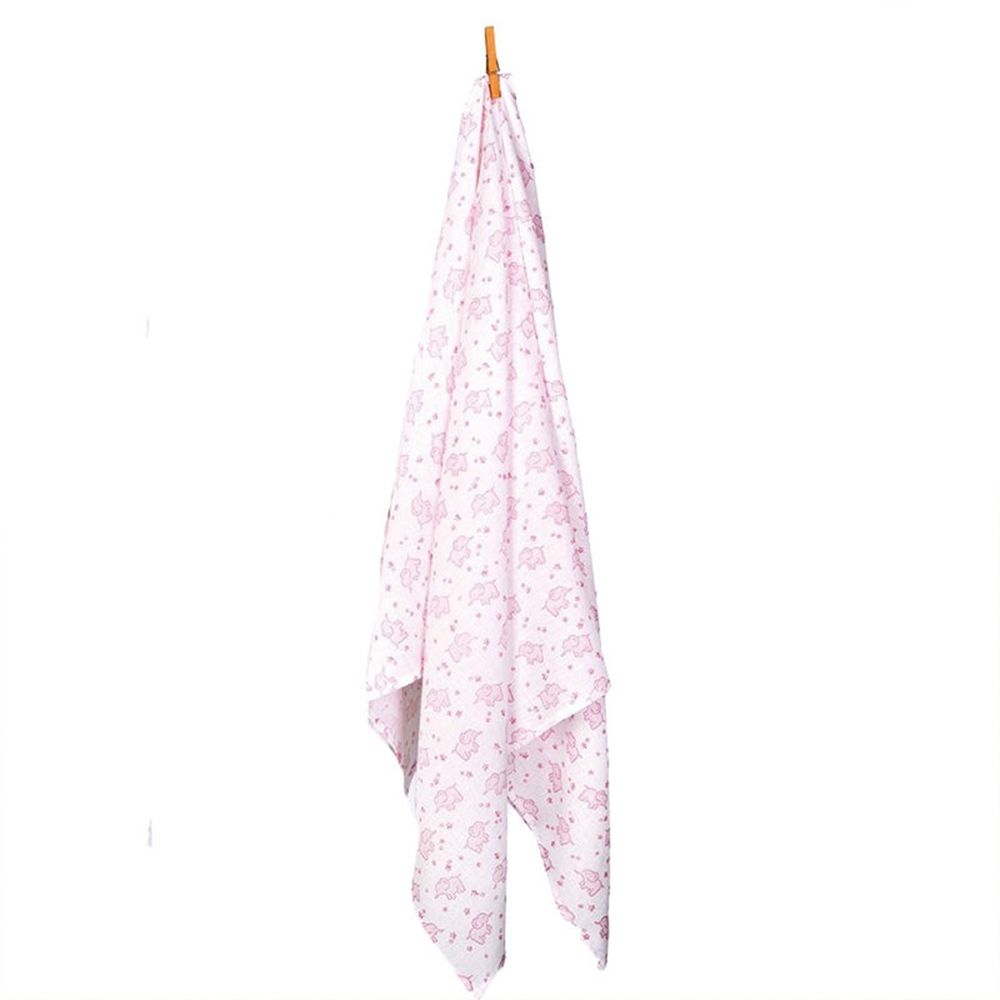英國 JoJo Maman BeBe - 100%純棉多功能包巾/小薄被/拍嗝巾(120*120cm)-粉色