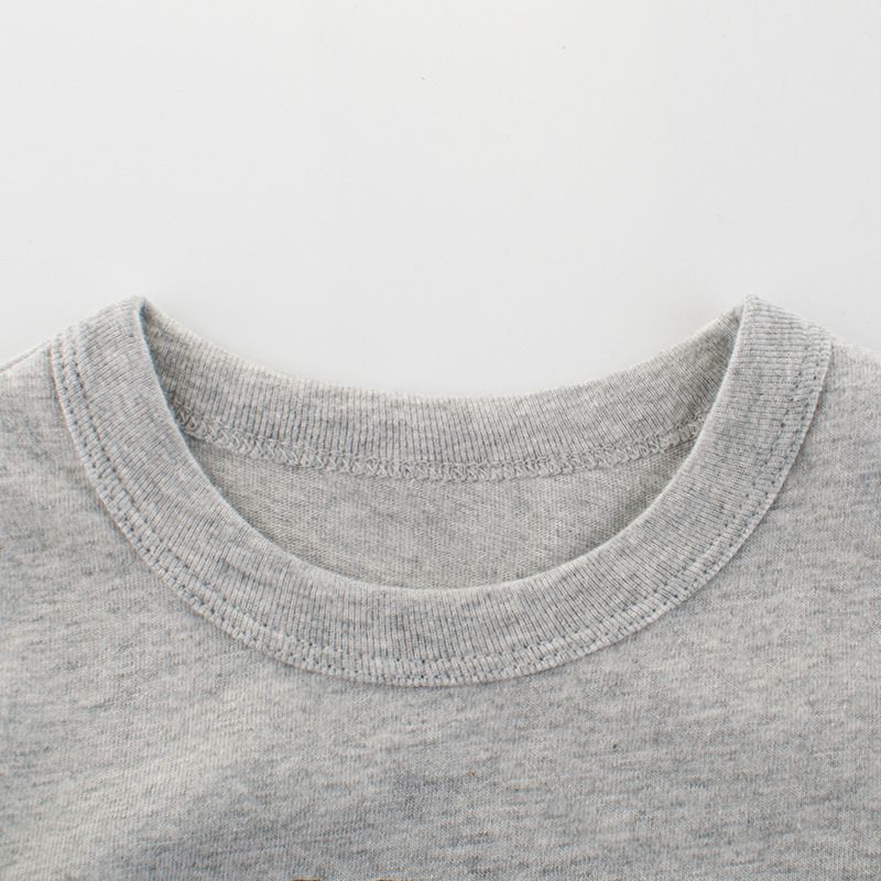 純棉長袖上衣-彩色恐龍聚會-灰色