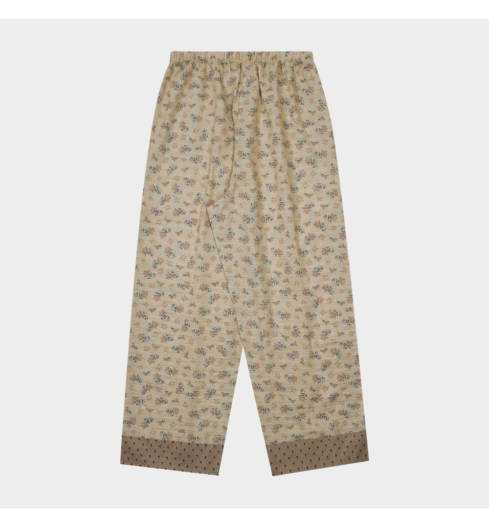 韓國 ULLALA - 圓點碎花長袖睡衣-(兩件式)-杏 (FREE)