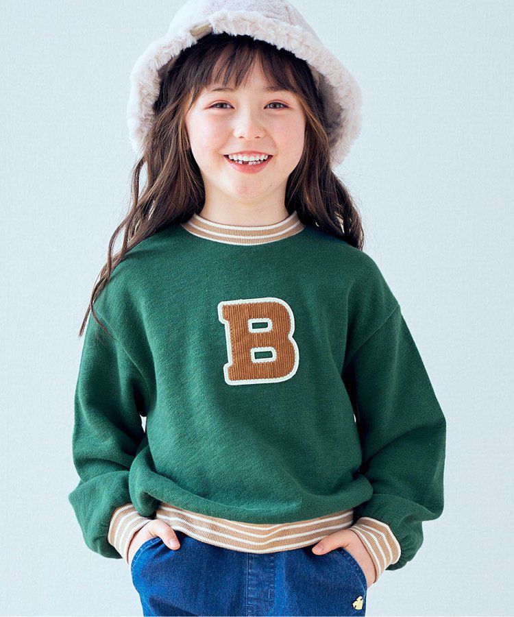 日本 apres les cours - 清爽學院風裏毛長袖運動衫-草綠