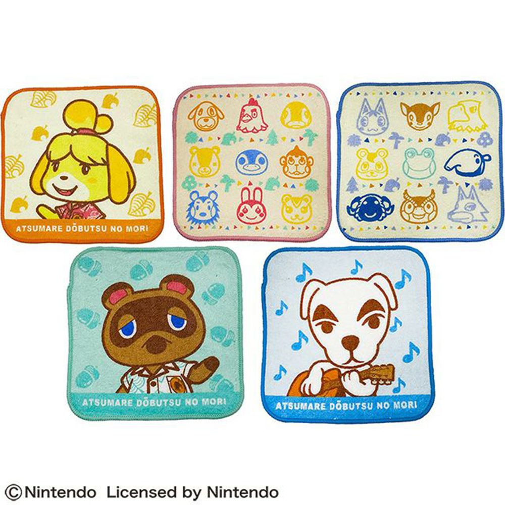 小方巾5件組-動物森友會 (約15×15cm)
