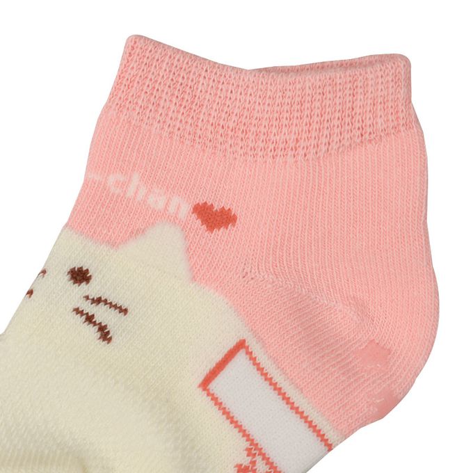akachan honpo - 踝襪3雙組-小貓-粉紅色 (9~14cm)